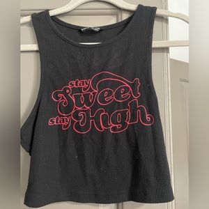 Black graphic tank top